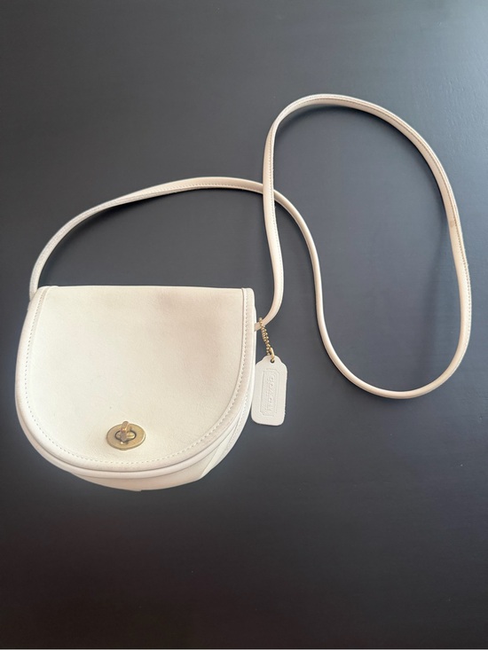Coach Handbags - Coach Cream Crossbody Saddle Bag with Gold Hardware